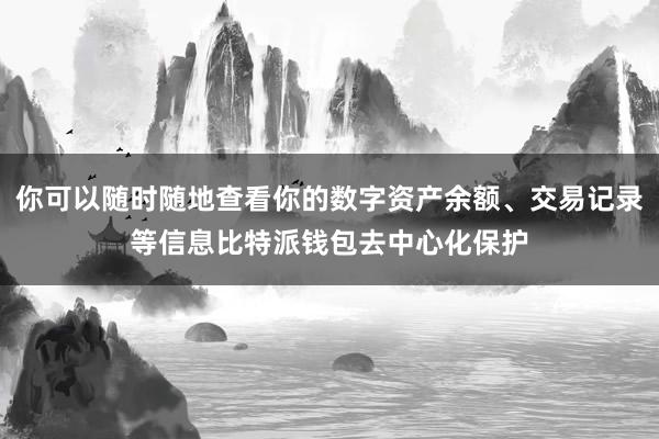 你可以随时随地查看你的数字资产余额、交易记录等信息比特派钱包去中心化保护