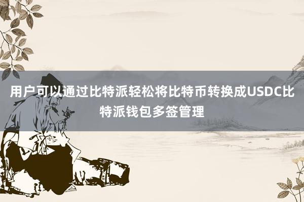 用户可以通过比特派轻松将比特币转换成USDC比特派钱包多签管理