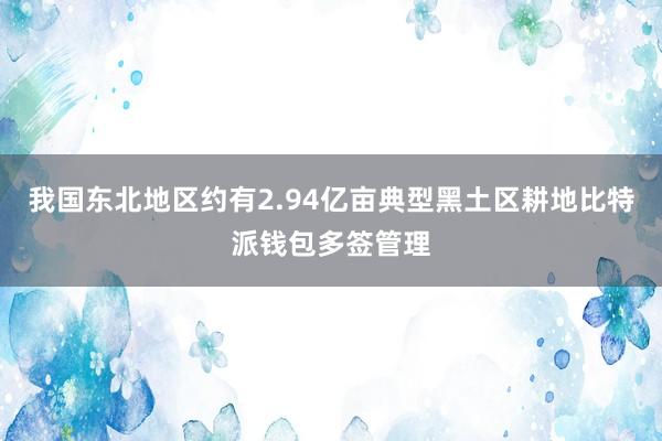 我国东北地区约有2.94亿亩典型黑土区耕地比特派钱包多签管理