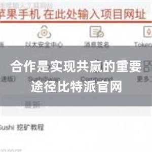 合作是实现共赢的重要途径比特派官网